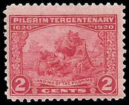PCBstamps   US # 549 2c Pilgrim Tercentenary, carmine rose, MNH, (5)
