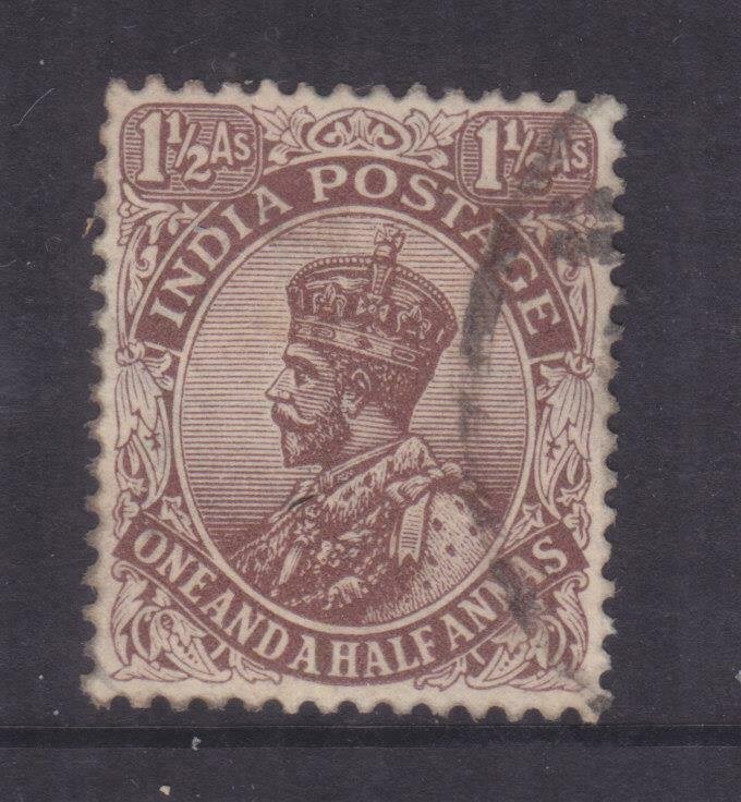 INDIA, 1921 KGV, Large Star, 1 1/2As. Chocolate, used.