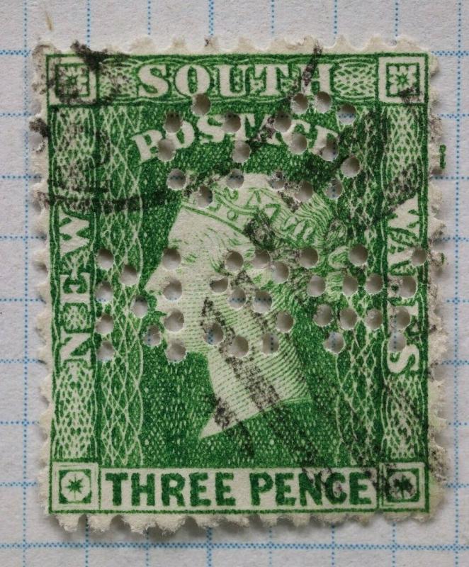 New South Wales NSW sc#37a Official use Perfin OS unlisted uncatalogued used