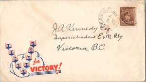 Canada 2c KGVI War Issue 1942 Victoria M.P.O. 1114 B.C. Officers' School to V...