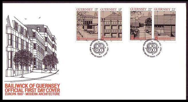 Guernsey Europa Modern Architecture FDC SG#394-397