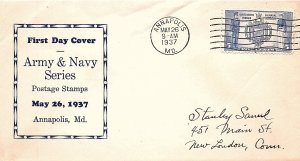 USA 1936-37 Scott 785-794 Complete set Army-Navy FDC scv $85.00