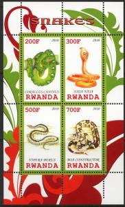 (B65) RWANDA 2010 Snakes MNH