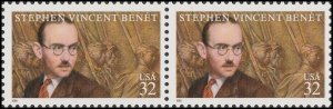 US 3221 Stephen Vincent Benet 32c horz pair MNH 1998