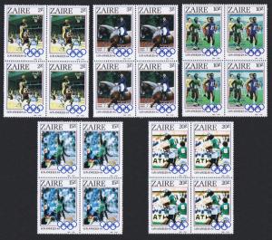 Zaire Olympic Games Los Angeles 4v in Blocks of 4 SG#1195/99 SC#1154-58