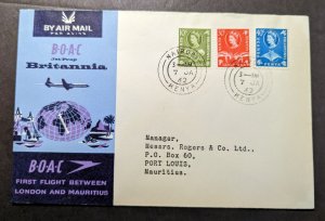1962 British KUT Airmail First Flight Cover Nairobi Kenya to Pt Louis Mauritius