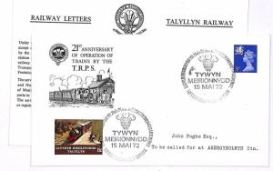 GB Tywyn Talyllyn Railway Letter Cover {samwells-covers}PTS 1972 GG279