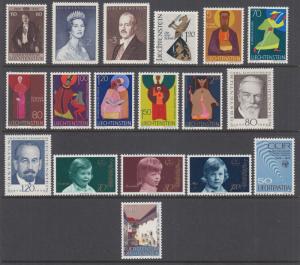 Liechtenstein Sc 306//838 MNH. 1956-1986 issues, 18 different singles, VF