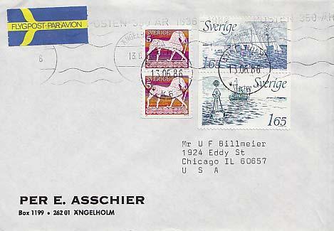 Sweden, Airmail, Horses, Ships
