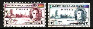 Gilbert & Ellice.-Sc#52-3- id13-used KGVI Peace set-1945-6-