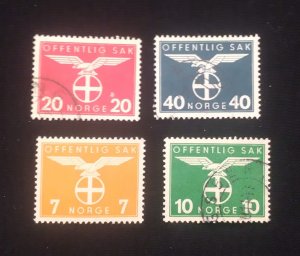 D)1943, NORWAY, 3 STAMPS, NORWEGIAN NAZI PARTY EMBLEM, USED, 1 STAMP, MNH
