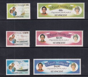 St. Vincent  #627-632  MNH  1981 royal wedding