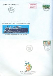 Finland.  2 Covers 1987-94. Large Size. Hospital-Finnish Locomotives.Sc# 762-717