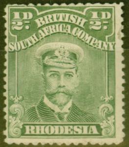 Rhodesia 1913 1/2d Green SG208a P.14 x 15 Mtd Mint Example of This Extremely Rar