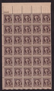 1940 Famous Americans Sc 863 10c MNH plate block of 35 Samuel L. Clemens