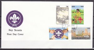 Ghana, Scott cat. 1298-99, 1301-2. Scout Jamboree, IMPERF. First day cover. ^