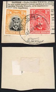 Southern Rhodesia SG11 and SG2 1/6 and 1d Perf 14  Values Used on Piece