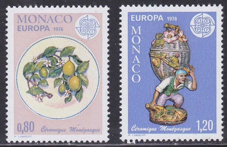 Monaco # 1023-1024, Europa - 19th Century Plate & Figurine, NH, 1/2 Cat.