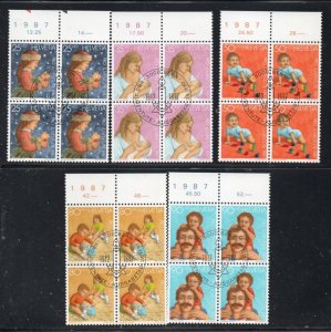 Switzerland Sc B536-540 Pro Juventute Children Blocks of 4 used