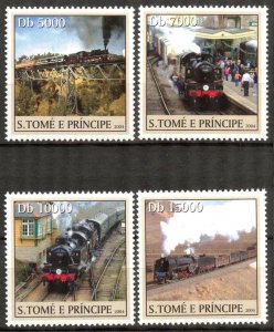 Sao Tome and Principe 2004 Trains Locomotives set of 4 MNH