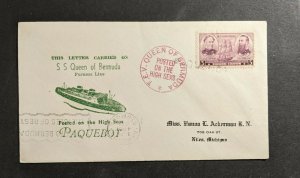 Vintage SS Queen of Bermuda Posted on the High Seas Cover to Niles MI