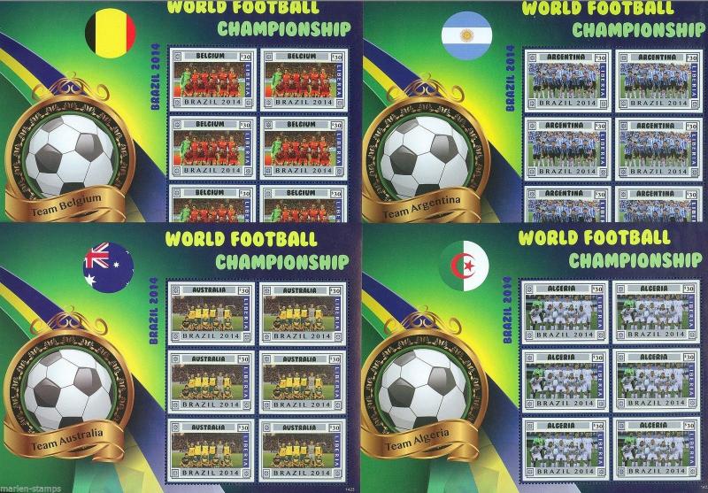 TOGO 2014 LIBERIA WORLD CUP SOCCER CHAMPIONSHIP BRAZIL 2014 SHEET SET MINT NH