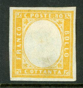 Italy 1862 Sardinia 80¢ Yellow Scott #14 Mint D426 ⭐⭐⭐⭐⭐ 