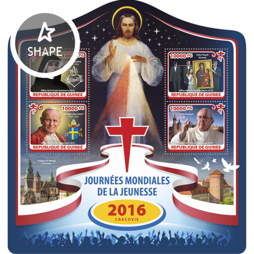 GUINEA 2016 SHEET WORLD YOUTH DAY POPES FRANCIS JOHN PAUL