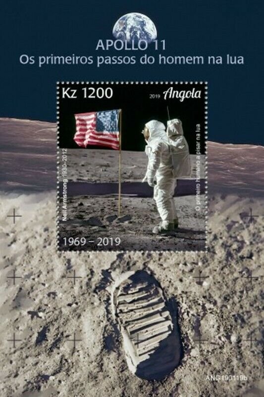 Angola - 2019 First Steps on the Moon - Stamp Souvenir Sheet - ANG190119b