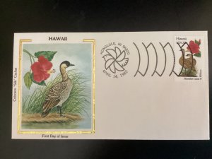 US Scott #1963 Hawaii FDC unaddressed Colorano Silk Hawaiian Goose Nene Hibiscus
