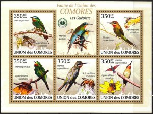 Comoro Islands 2009 Birds (5) Bee-Eaters Sheet MNH