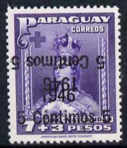 Paraguay 1946 surcharged 5c on 7p + 3p violet with surch ...