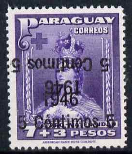 Paraguay 1946 surcharged 5c on 7p + 3p violet with surch ...