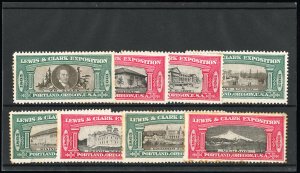 US Labels 1903 Lewis And Clark Expo Set Of 8 Scarce