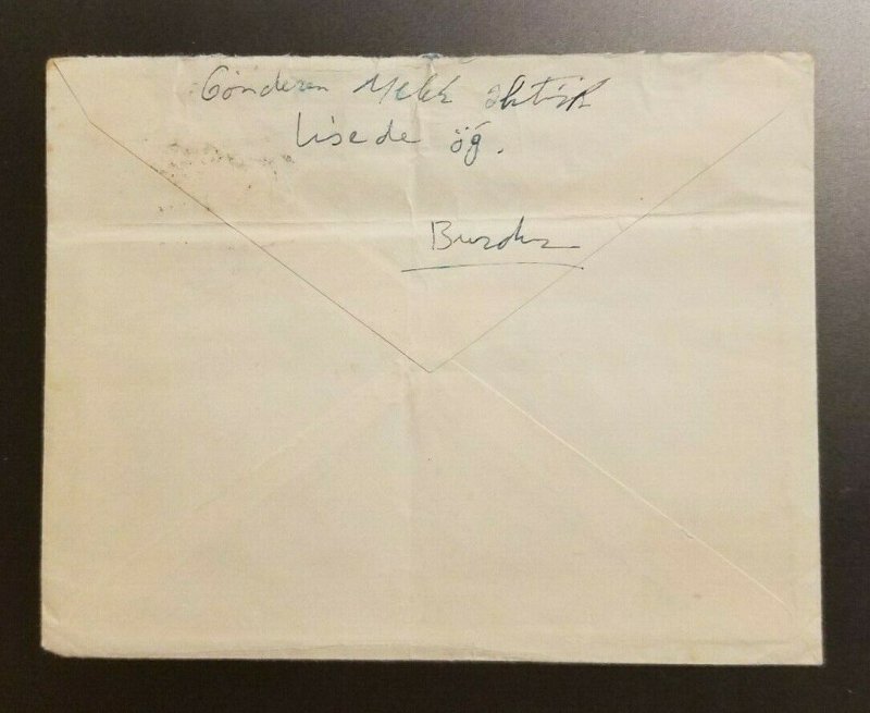 1956 Burdur Turkey to Champaign Illinois Airmail Cover