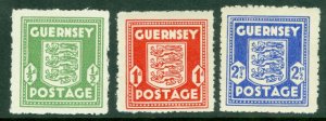 SG 1-3 Guernsey 1941-44. ½d-2½d set of 3. Fine unmounted mint CAT £22