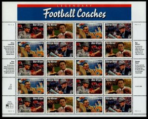 US #3143 - 46, 32c Football Coaches,  Sheet, VF mint never hinged, Fresh Shee...