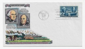 US 947 (Me-28) 3c Stamp Centenary on FDC Fluegel Multi-Color Cachet ECV $65.00