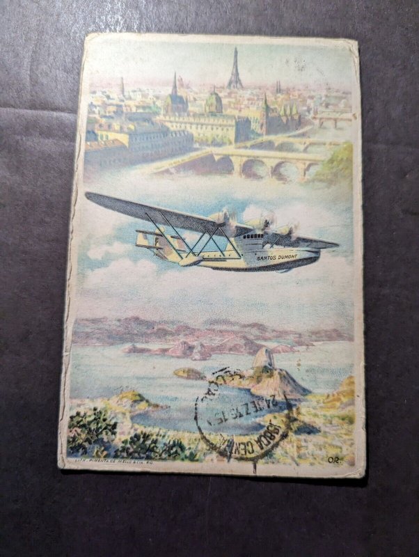 1936 Brazil Aviation Postcard Cover to Southampton England