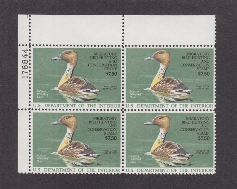 US RW53  Federal Duck Hunting Stamp Mint Plate Block of 4 VF-XF OG NH (002)