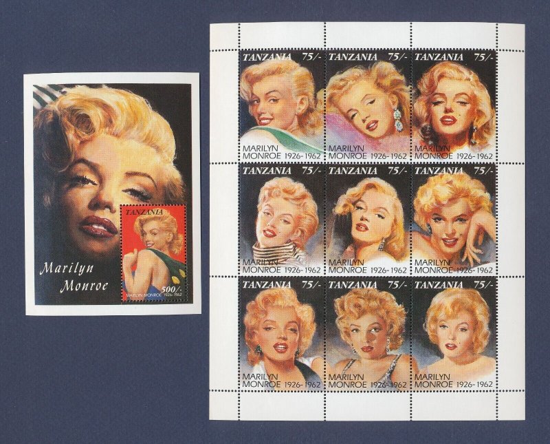 TANZANIA - Scott 809 & one other -  two MNH S/S -  Marilyn Monroe - 1992