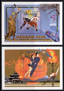 Zaire (Congo) 1996 Mi#69a/70a  Olympics Nagano 1998-SPACE 2 S/S Perforated MNH