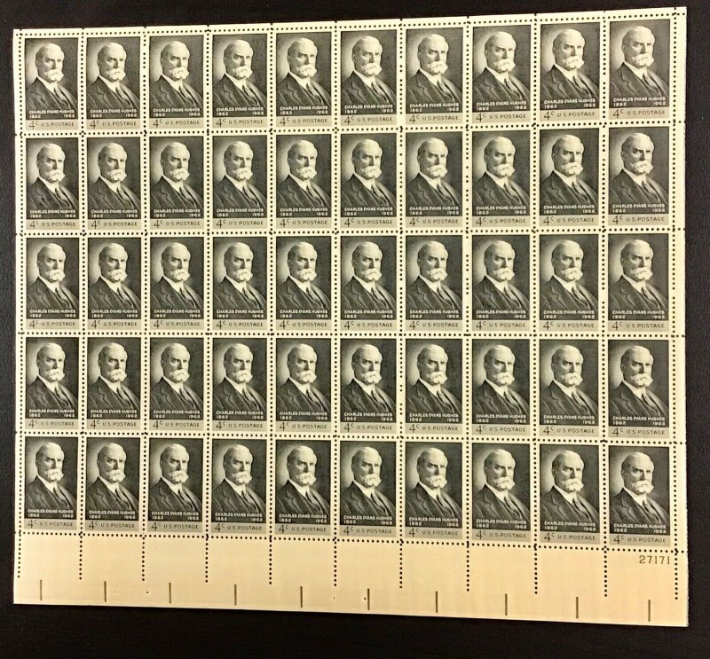 1195 Charles Evan Hughes, Justice MNH 4 c Sheet of 50  FV $2.00 Issued in 1962