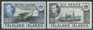 FALKLAND IS. Sc#101-102 1949 KGVI New Values Complete Set OG Mint Hinged