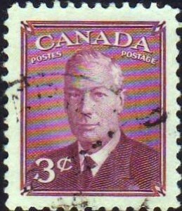 Canada 1950 Sc#291 3c Red KGVI USED-VF-NH.