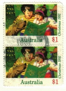 Australia #1305 used Pair (2 stamps) Christmas 1992