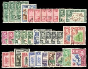 Fiji 1938 KGVI set complete MLH. SG 249-266b. Sc 117-135.