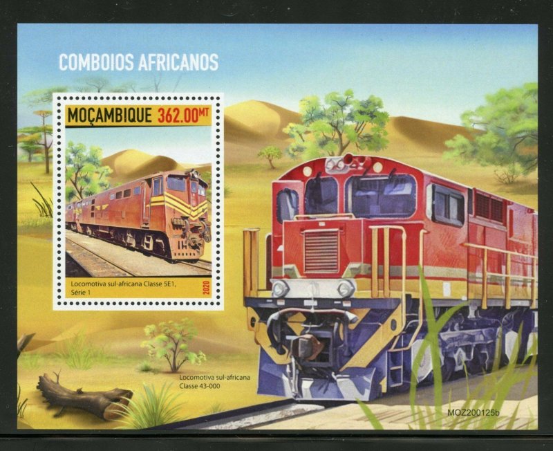 MOZAMBIQUE 2020  AFRICAN TRAINS SOUVENIR  SHEET MINT NH