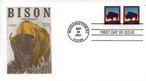 2001 Bison Postal Card Rate (Scott 3467) Artmaster FDC