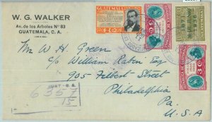 86026 - GUATEMALA - POSTAL HISTORY -   REGISTERED  COVER to USA 1937  - TRAINS